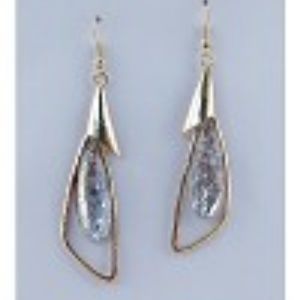 New Silver Tone Tear Drop Faux Stone Earrings
